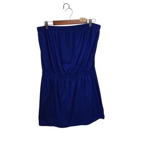 City Streets Womens XXL Royal Blue Strapless Tube Mini Dress Elastic Waist